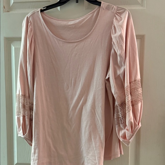 a.n.a Blush Pink Blouse with Lace Accents - Picture 1 of 6